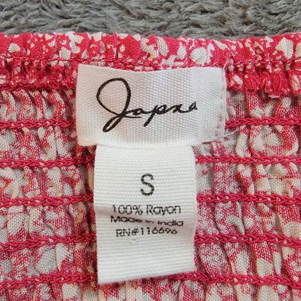 Japna Women's V Neck Cropped Pink Floral Blouse With Bottom Tie Size Small - Picture 2 of 3